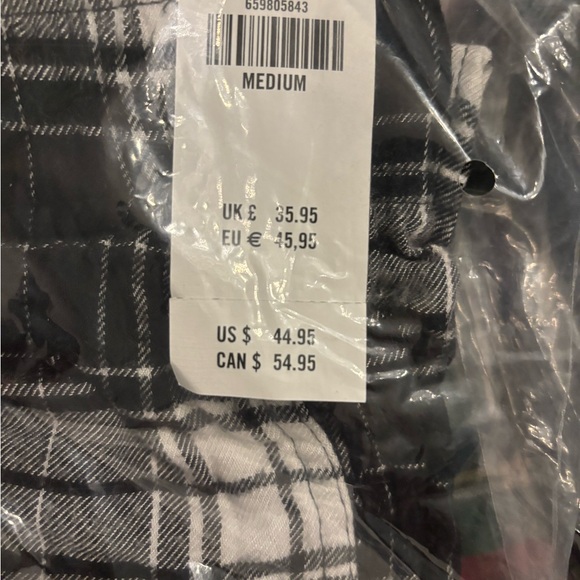 Black White and Grey Plaid Flannel Hollister Men’s Pajama Pants NWT Men’s Medium - Picture 3 of 3